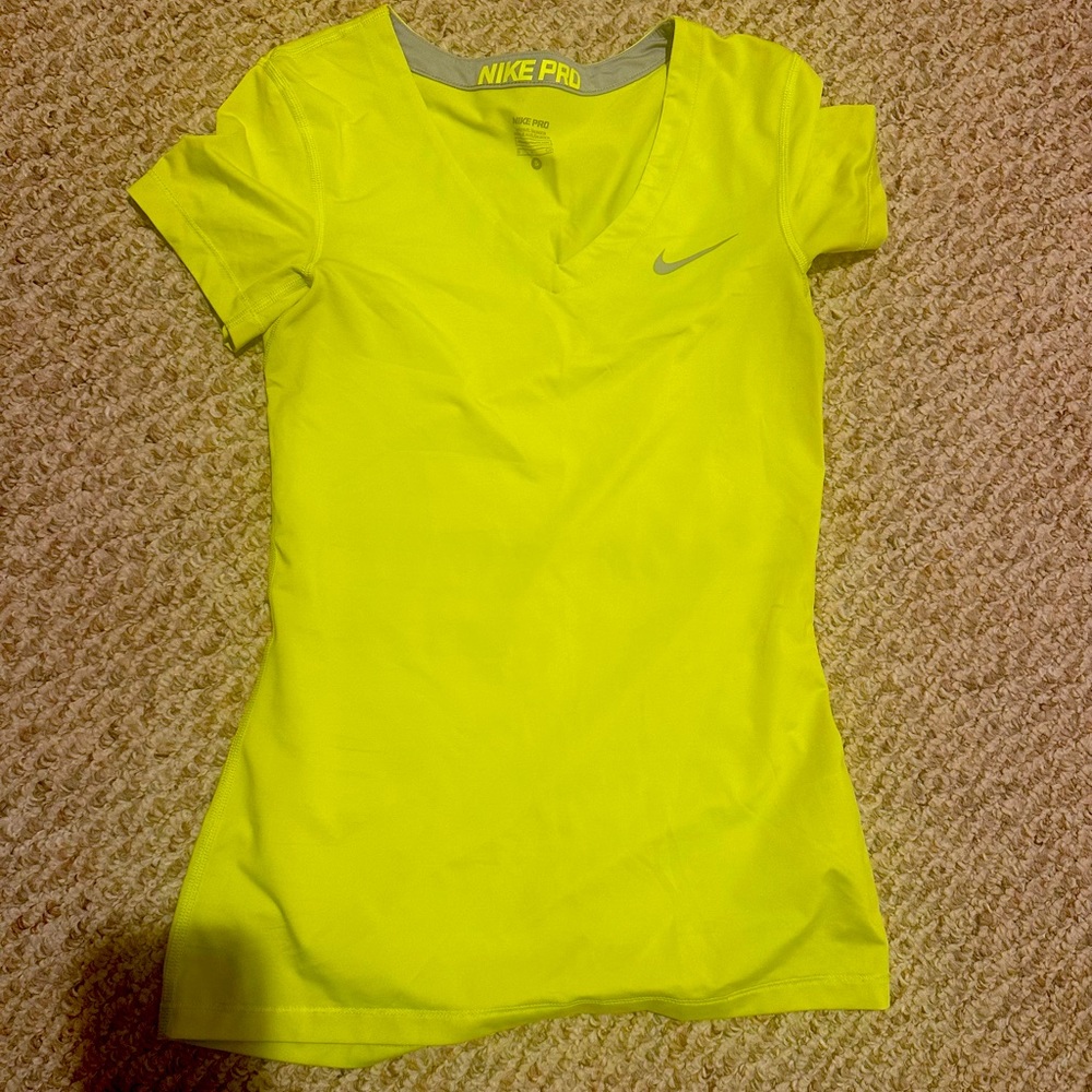 Neon yellow Nike Dri Fit shirt. Size Small